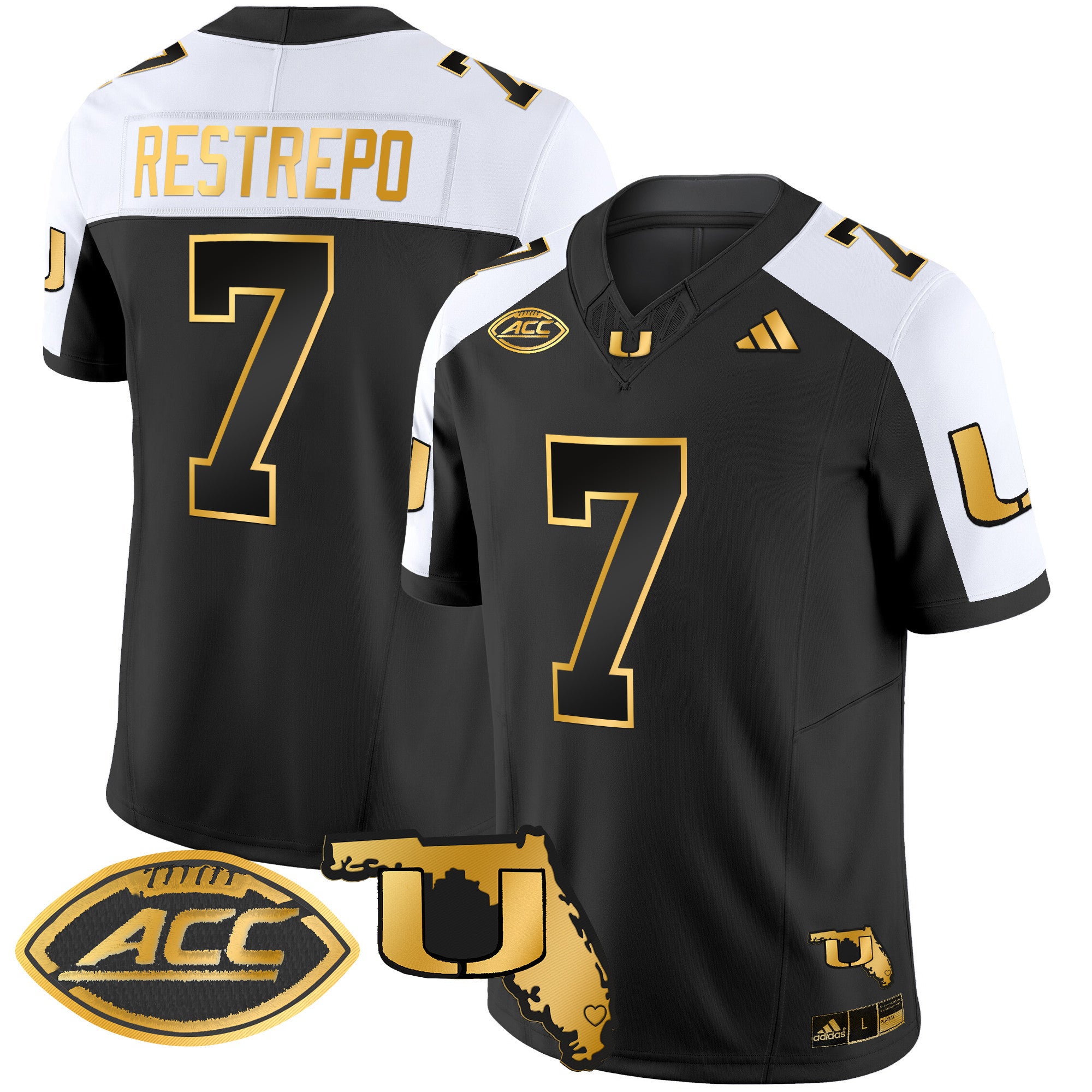 Men's Miami Hurricanes 2024 Florida Patch Gold Vapor Limited Jersey - All Stitched - Alternate, Xavier Restrepo