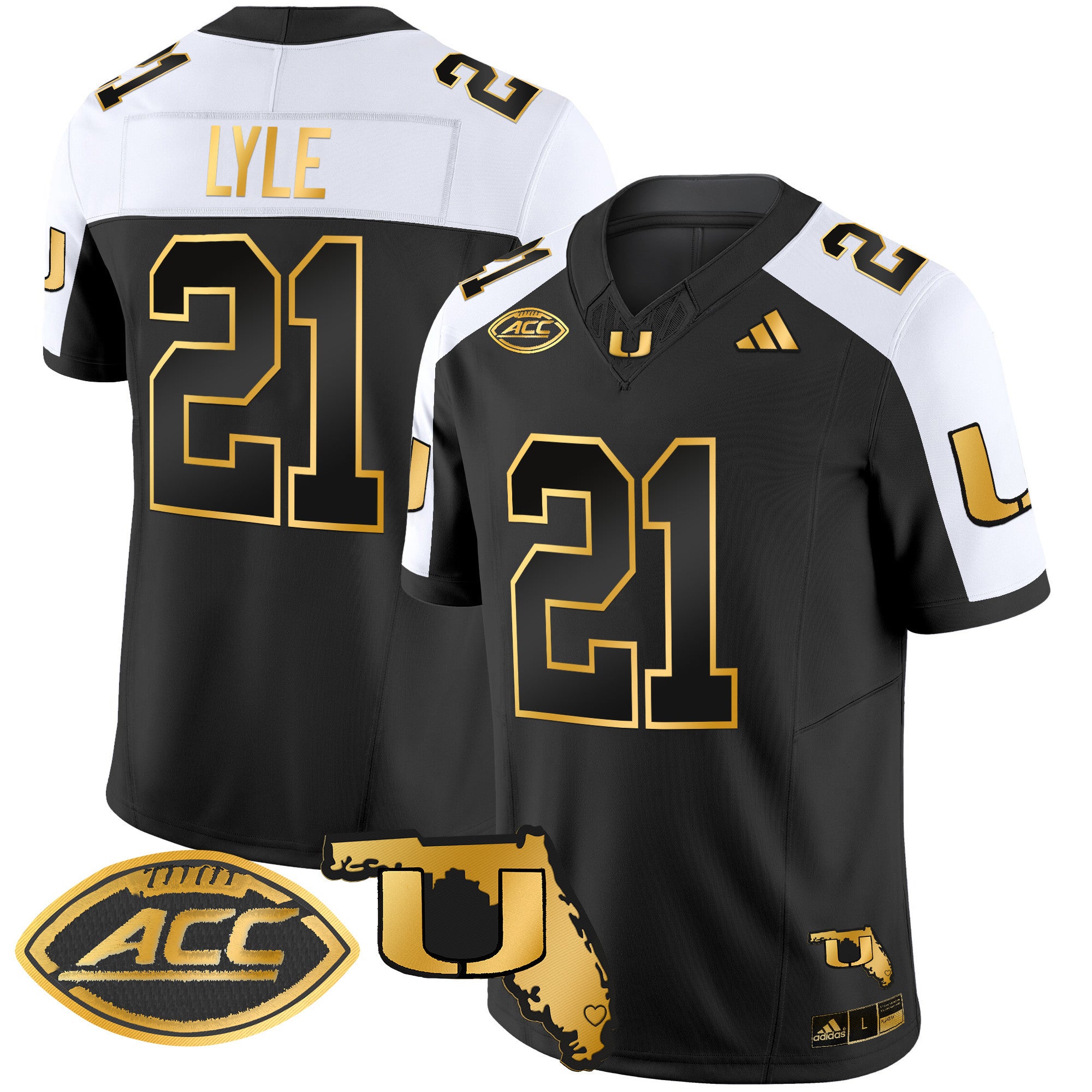 Men's Miami Hurricanes 2024 Florida Patch Gold Vapor Limited Jersey - All Stitched - Alternate, Jordan Lyle