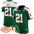 Men's Miami Hurricanes 2024 Florida Patch Vapor Limited Jersey - All Stitched - Green Alternate, Jordan Lyle