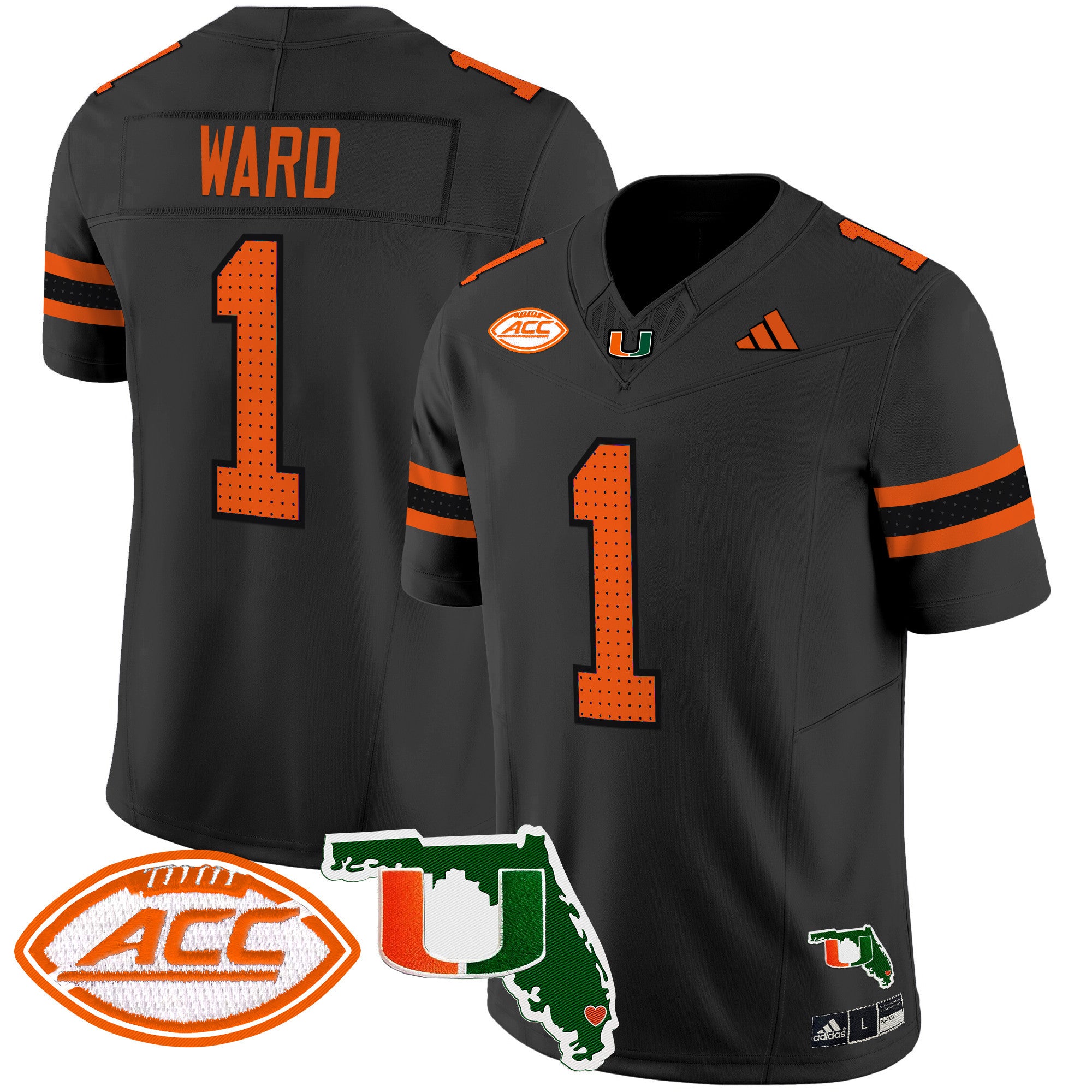 Men's Miami Hurricanes 2024 Florida Patch Vapor Limited Jersey - All Stitched - Black, Cam Ward