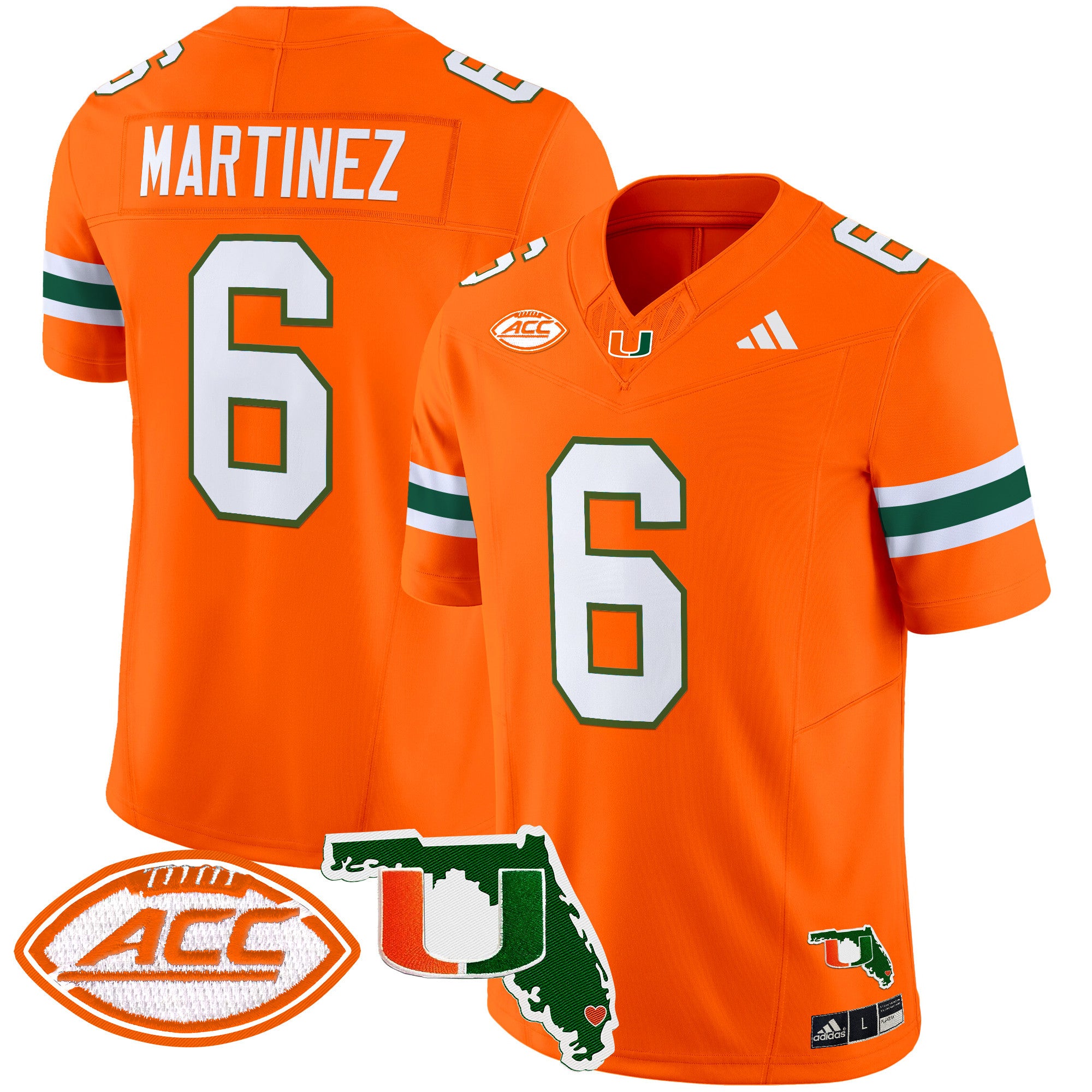 Men's Miami Hurricanes 2024 Florida Patch Vapor Limited Jersey - All Stitched - Orange, Damien Martinez