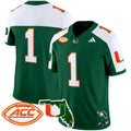 Men's Miami Hurricanes 2024 Florida Patch Vapor Limited Jersey - All Stitched - Green Alternate, #1 Team