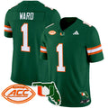 Men's Miami Hurricanes 2024 Florida Patch Vapor Limited Jersey - All Stitched - Green, Cam Ward