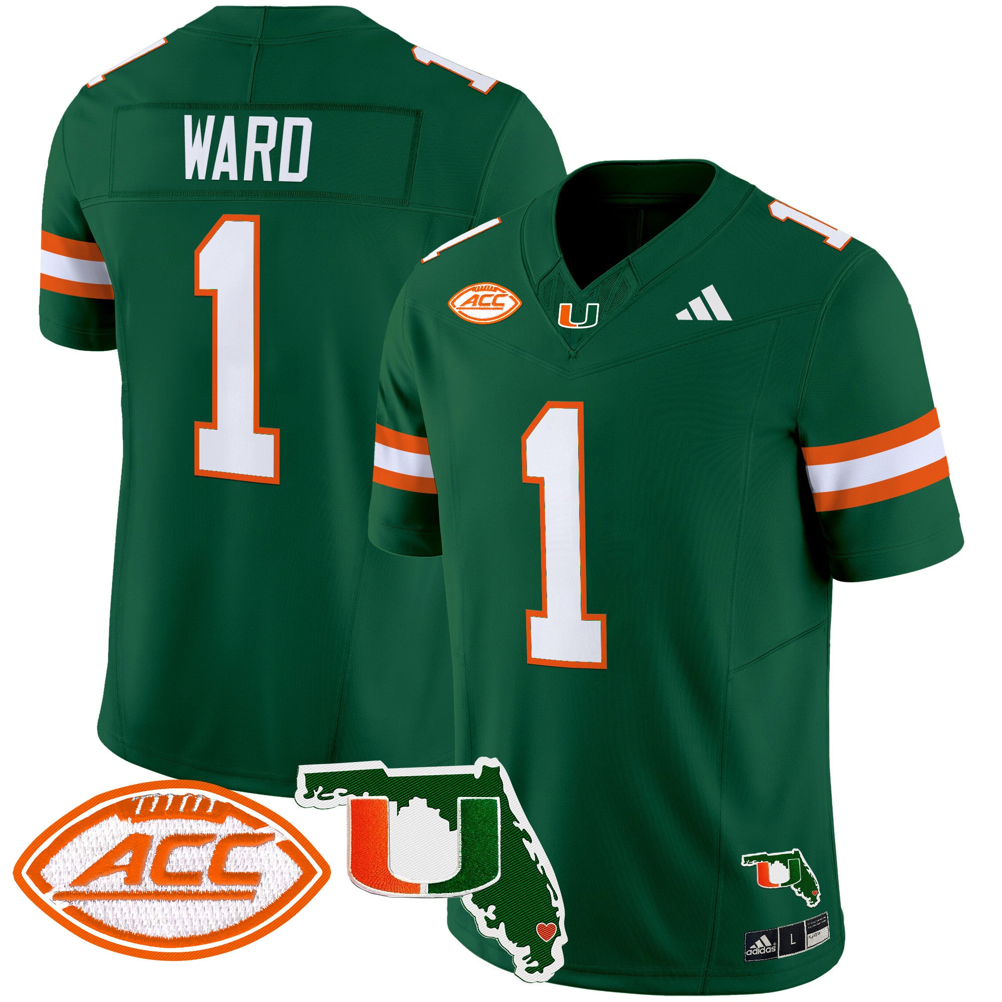 Men's Miami Hurricanes 2024 Florida Patch Vapor Limited Jersey - All Stitched - Green, Cam Ward