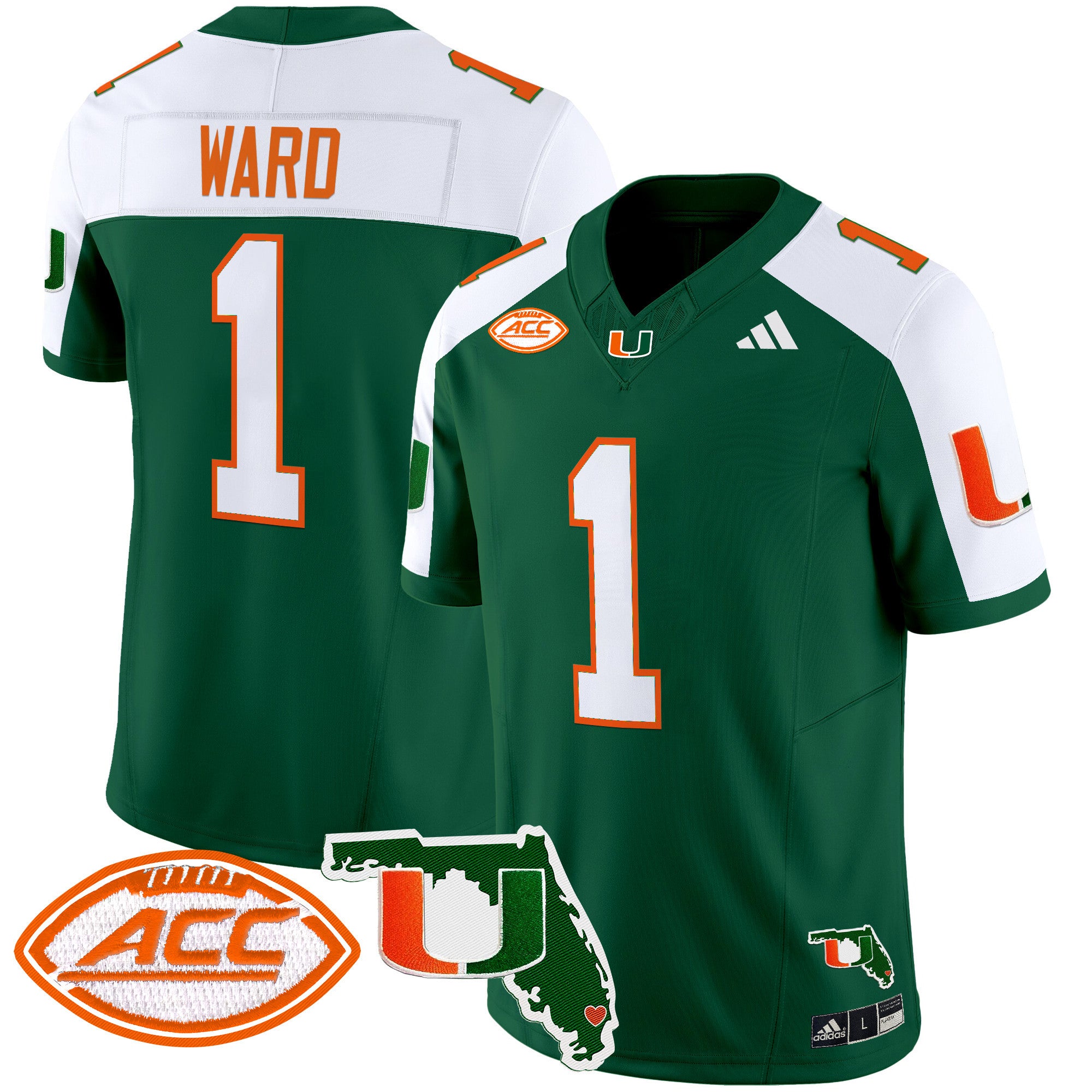 Men's Miami Hurricanes 2024 Florida Patch Vapor Limited Jersey - All Stitched - Green Alternate, Cam Ward