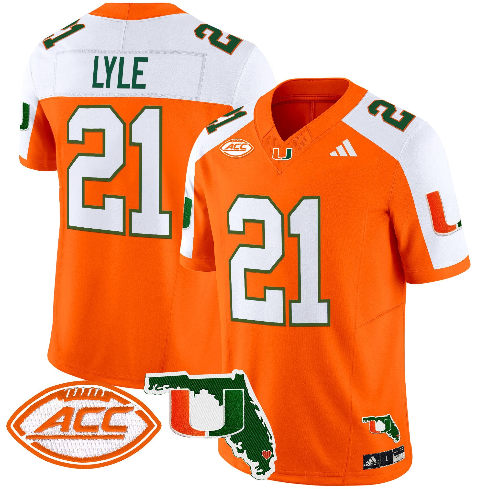 Men's Miami Hurricanes 2024 Florida Patch Vapor Limited Jersey - All Stitched - Orange Alternate, Jordan Lyle