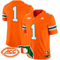 Men's Miami Hurricanes 2024 Florida Patch Vapor Limited Jersey - All Stitched - Orange, #1 Team