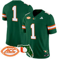 Men's Miami Hurricanes 2024 Florida Patch Vapor Limited Jersey - All Stitched - Green, #1 Team