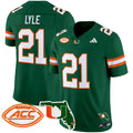Men's Miami Hurricanes 2024 Florida Patch Vapor Limited Jersey - All Stitched - Green, Jordan Lyle