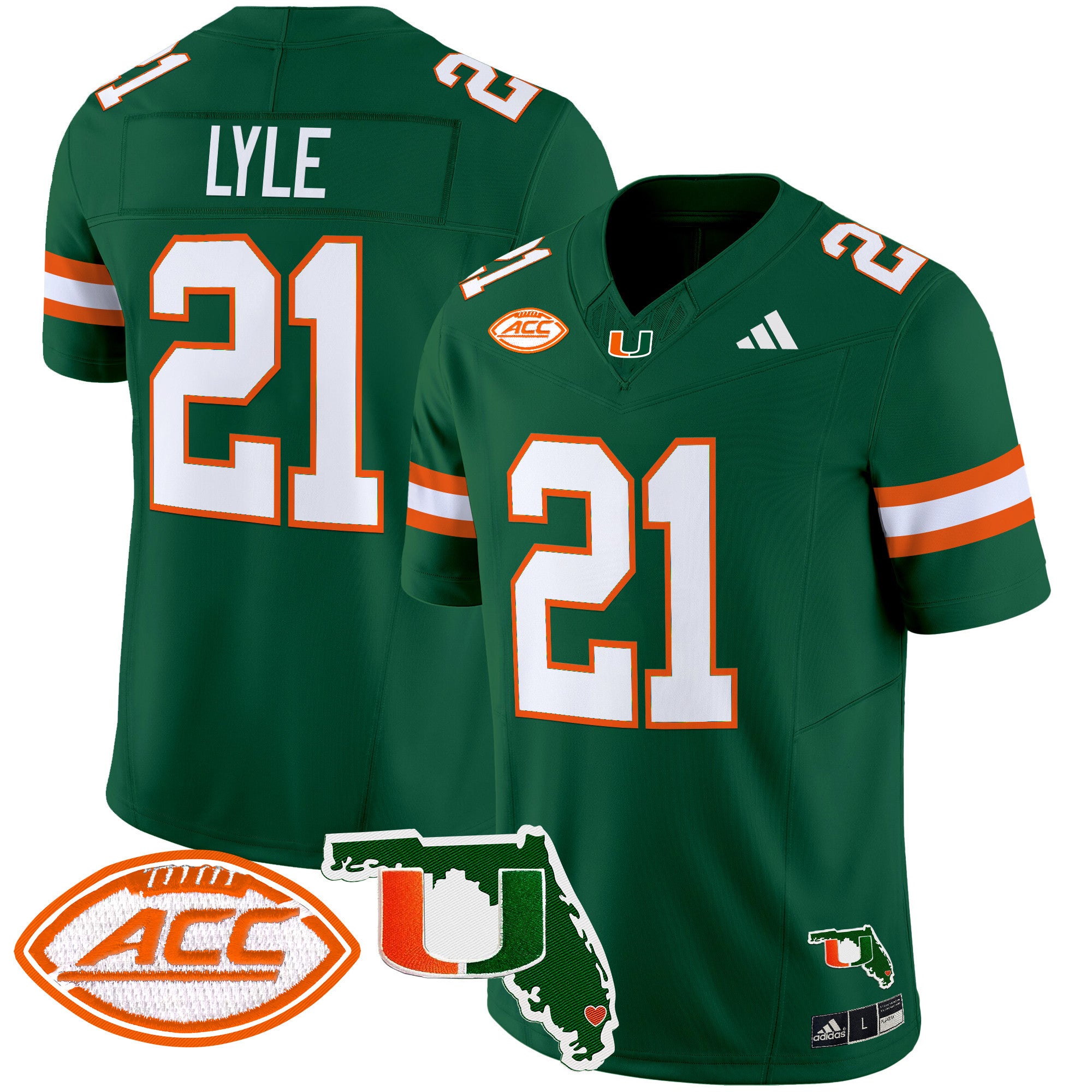 Men's Miami Hurricanes 2024 Florida Patch Vapor Limited Jersey - All Stitched - Green, Jordan Lyle