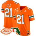 Men's Miami Hurricanes 2024 Florida Patch Vapor Limited Jersey - All Stitched - Orange, Jordan Lyle