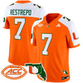 Men's Miami Hurricanes 2024 Florida Patch Vapor Limited Jersey - All Stitched - Orange Alternate, Xavier Restrepo