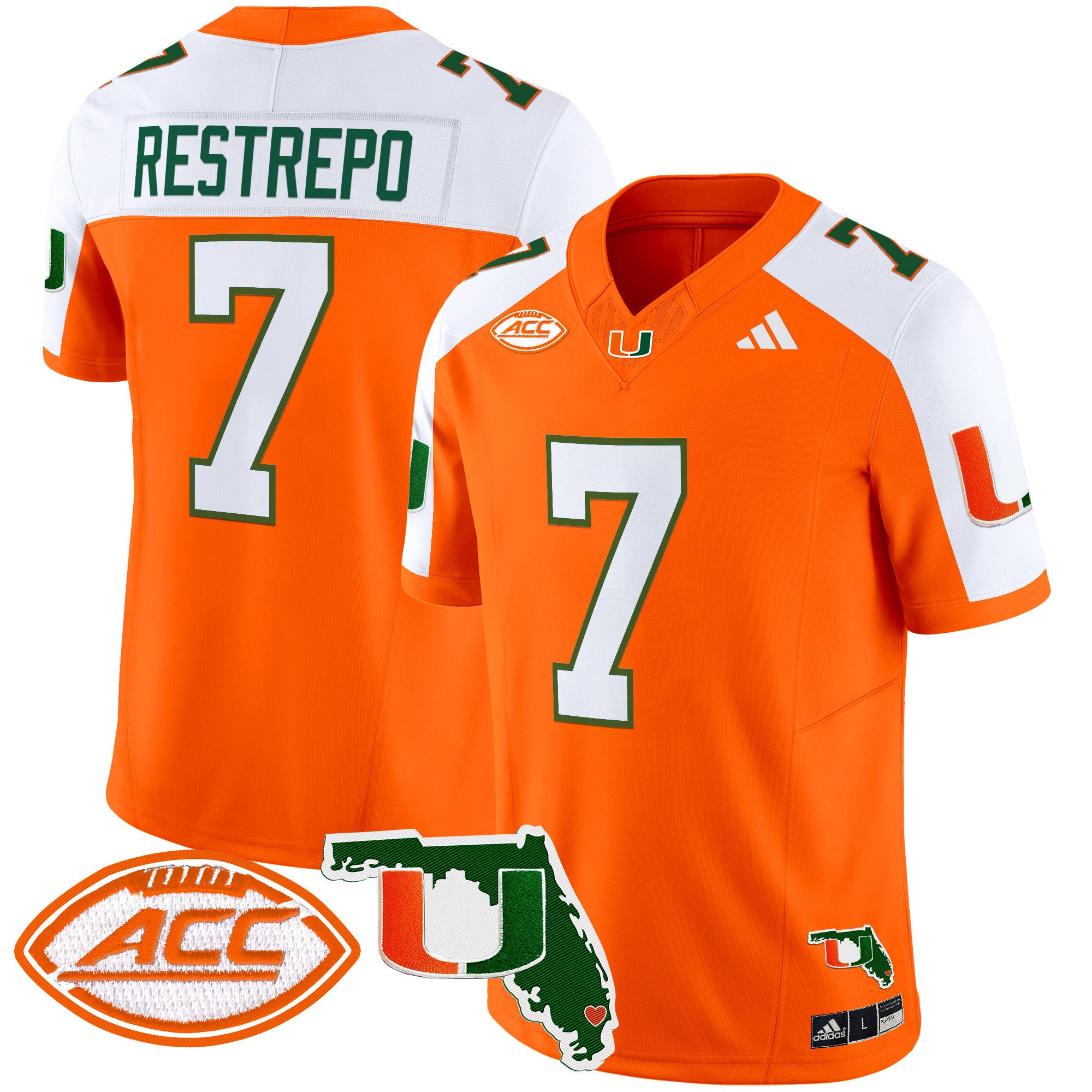 Men's Miami Hurricanes 2024 Florida Patch Vapor Limited Jersey - All Stitched - Orange Alternate, Xavier Restrepo