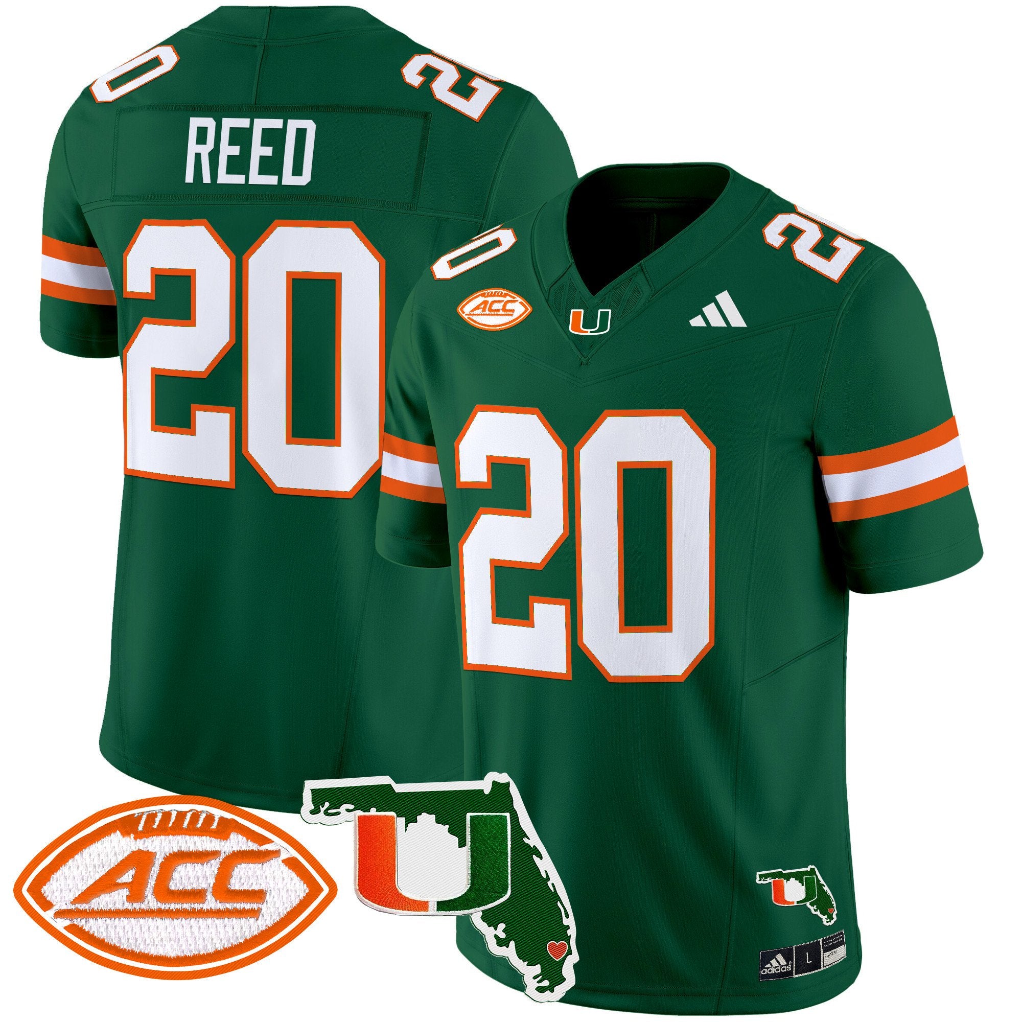 Men's Miami Hurricanes 2024 Florida Patch Vapor Limited Jersey - All Stitched - Green, Ed Reed