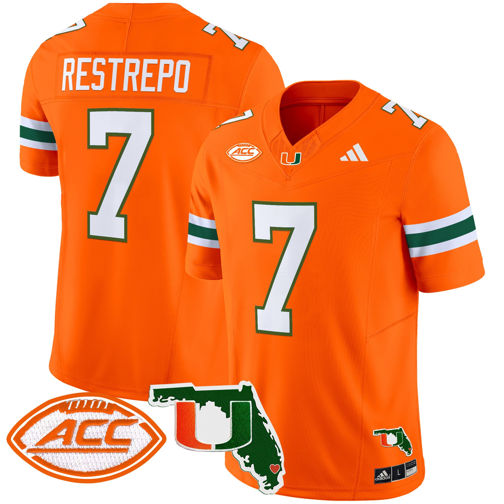 Men's Miami Hurricanes 2024 Florida Patch Vapor Limited Jersey - All Stitched - Orange, Xavier Restrepo