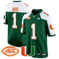Men's Miami Hurricanes 2024 Game Jersey - All Stitched - Green Alternate, Cam Ward
