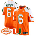 Men's Miami Hurricanes 2024 Game Jersey - All Stitched - Orange Alternate, Damien Martinez