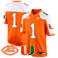 Men's Miami Hurricanes 2024 Game Jersey - All Stitched - Orange Alternate, #1 Team