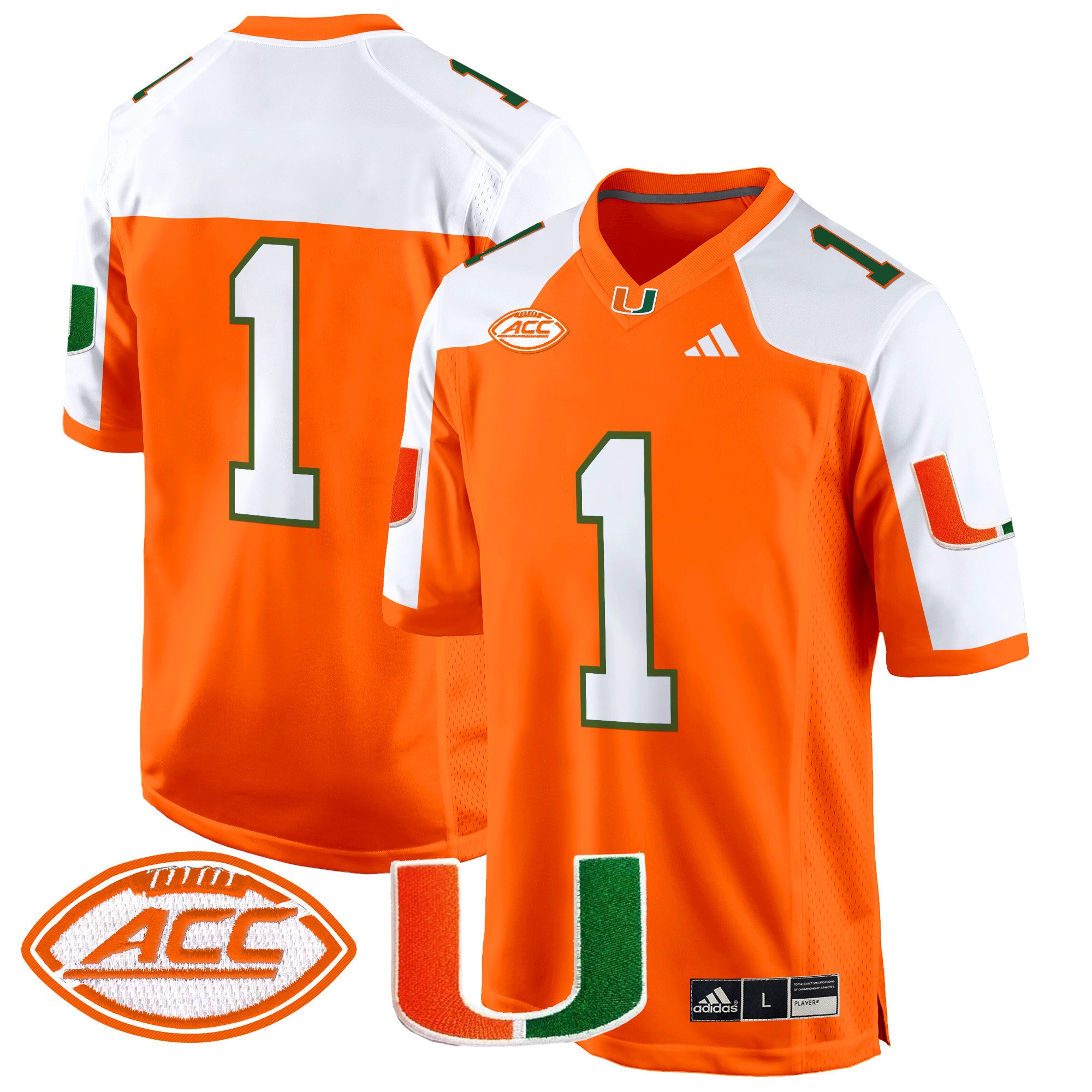 Men's Miami Hurricanes 2024 Game Jersey - All Stitched - Orange Alternate, #1 Team
