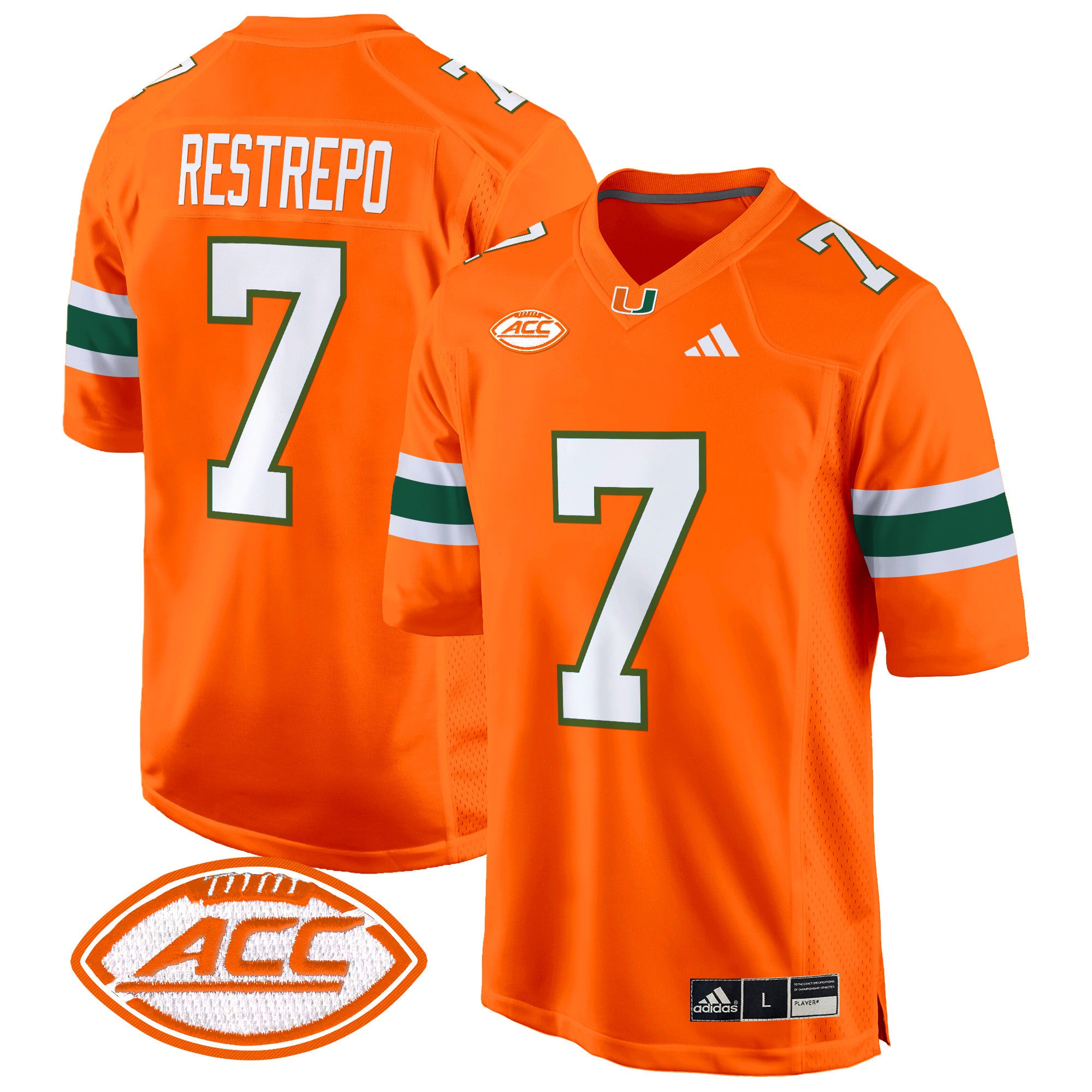 Men's Miami Hurricanes 2024 Game Jersey - All Stitched - Orange, Xavier Restrepo