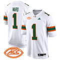 Men's Miami Hurricanes 2024 Game Jersey - All Stitched - White, Cam Ward