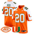 Men's Miami Hurricanes 2024 Game Jersey - All Stitched - Orange Alternate, Ed Reed