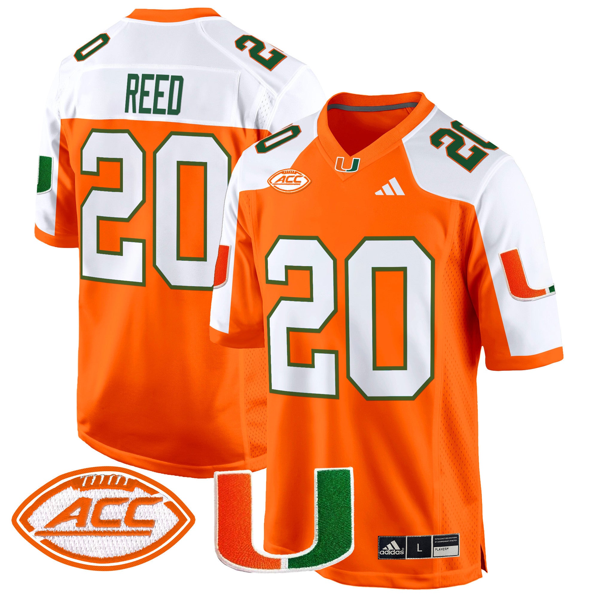 Men's Miami Hurricanes 2024 Game Jersey - All Stitched - Orange Alternate, Ed Reed