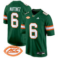 Men's Miami Hurricanes 2024 Game Jersey - All Stitched - Green, Damien Martinez