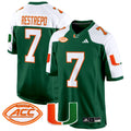 Men's Miami Hurricanes 2024 Game Jersey - All Stitched - Green Alternate, Xavier Restrepo