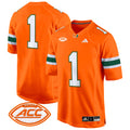 Men's Miami Hurricanes 2024 Game Jersey - All Stitched - Orange, #1 Team