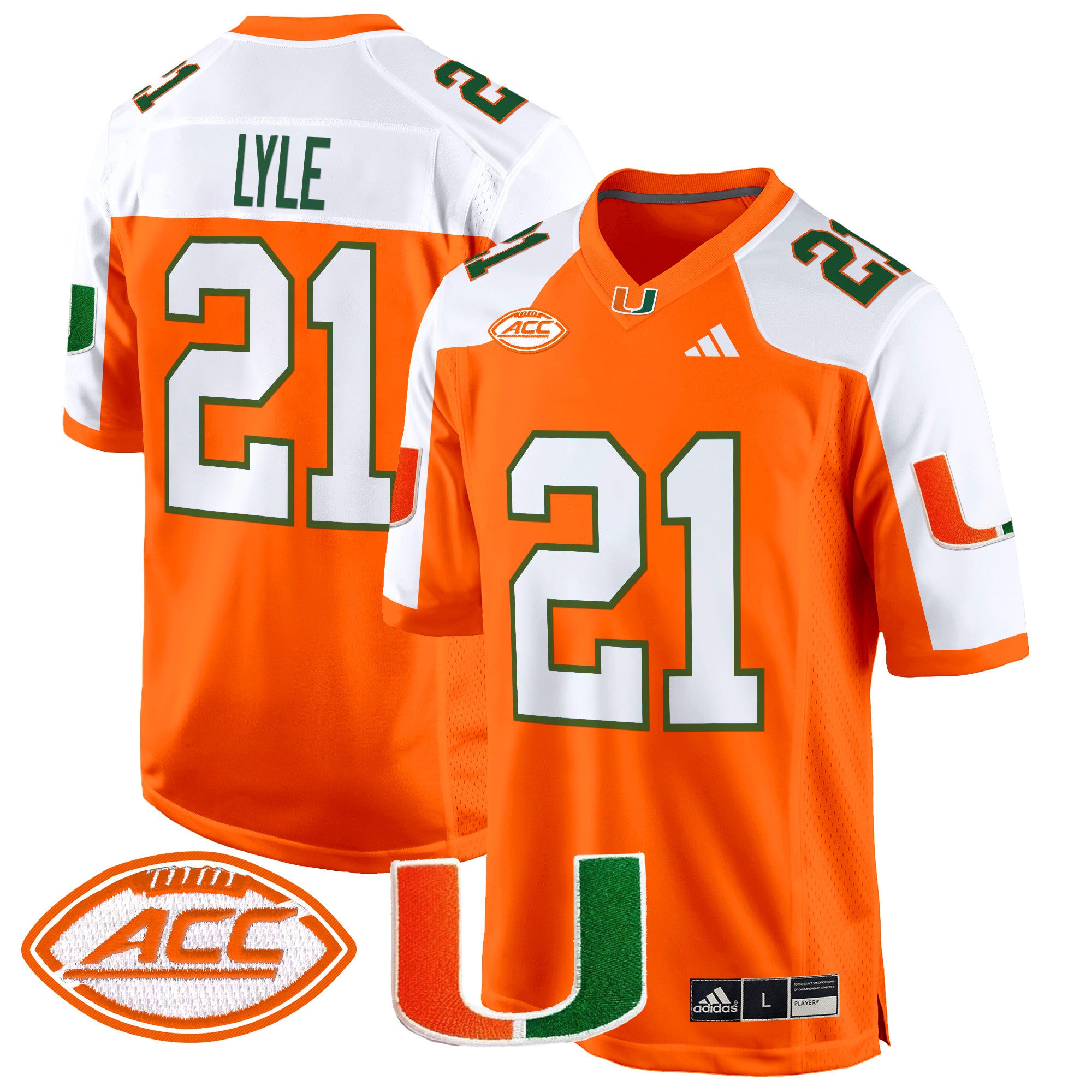 Men's Miami Hurricanes 2024 Game Jersey - All Stitched - Orange Alternate, Jordan Lyle