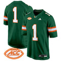 Men's Miami Hurricanes 2024 Game Jersey - All Stitched - Green, #1 Team