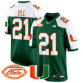 Men's Miami Hurricanes 2024 Game Jersey - All Stitched - Green Alternate, Jordan Lyle