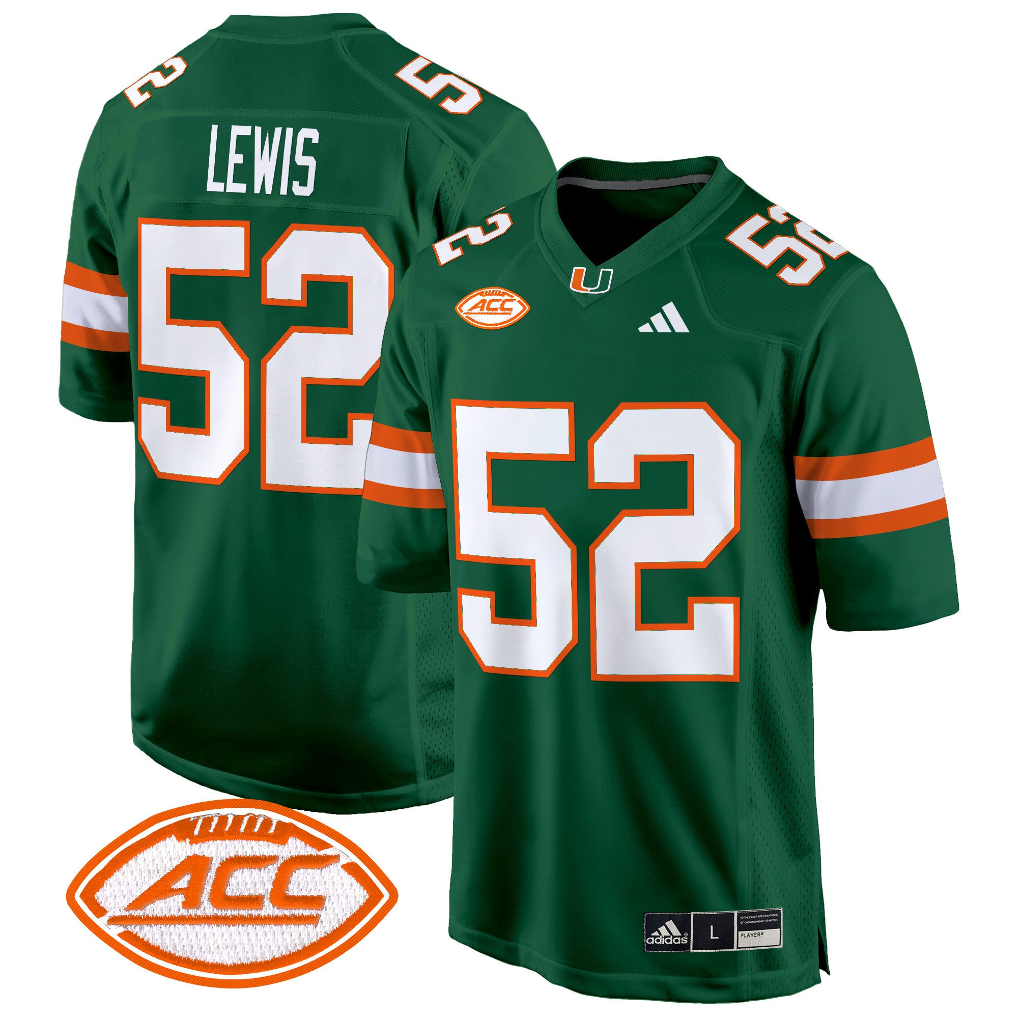 Men's Miami Hurricanes 2024 Game Jersey - All Stitched - Green, Ray Lewis