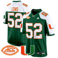 Men's Miami Hurricanes 2024 Game Jersey - All Stitched - Green Alternate, Ray Lewis