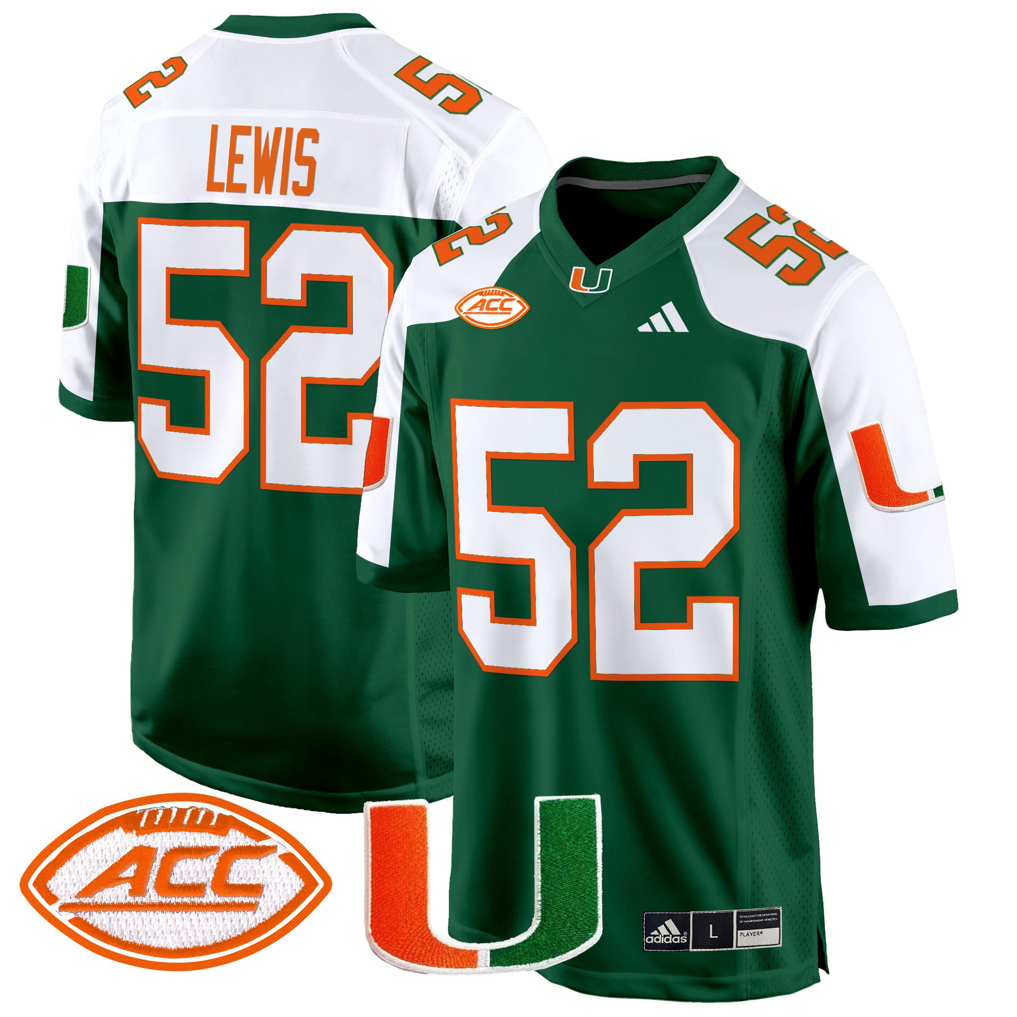 Men's Miami Hurricanes 2024 Game Jersey - All Stitched - Green Alternate, Ray Lewis