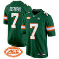 Men's Miami Hurricanes 2024 Game Jersey - All Stitched - Green, Xavier Restrepo