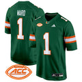 Men's Miami Hurricanes 2024 Game Jersey - All Stitched - Green, Cam Ward