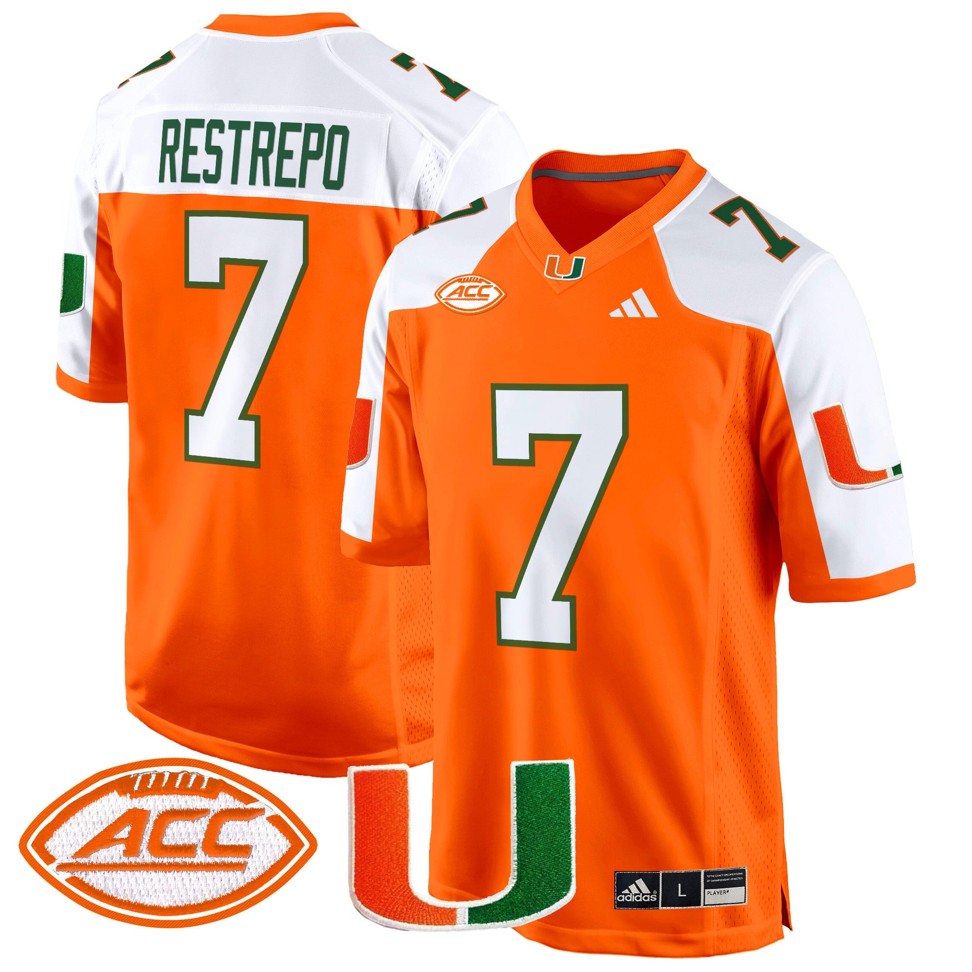 Men's Miami Hurricanes 2024 Game Jersey - All Stitched - Orange Alternate, Xavier Restrepo