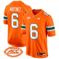 Men's Miami Hurricanes 2024 Game Jersey - All Stitched - Orange, Damien Martinez
