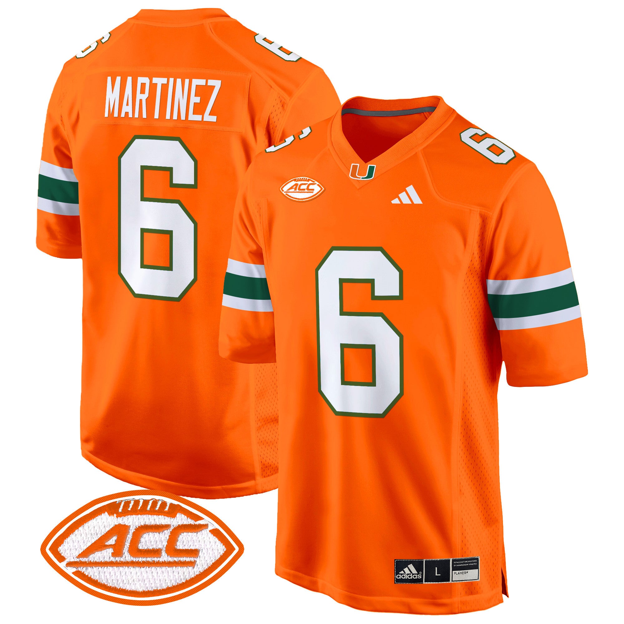 Men's Miami Hurricanes 2024 Game Jersey - All Stitched - Orange, Damien Martinez