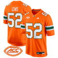 Men's Miami Hurricanes 2024 Game Jersey - All Stitched - Orange, Ray Lewis