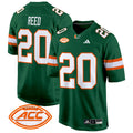 Men's Miami Hurricanes 2024 Game Jersey - All Stitched - Green, Ed Reed