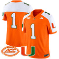Men's Miami Hurricanes 2024 Vapor Limited Jersey - All Stitched - Orange Alternate, #1 Team
