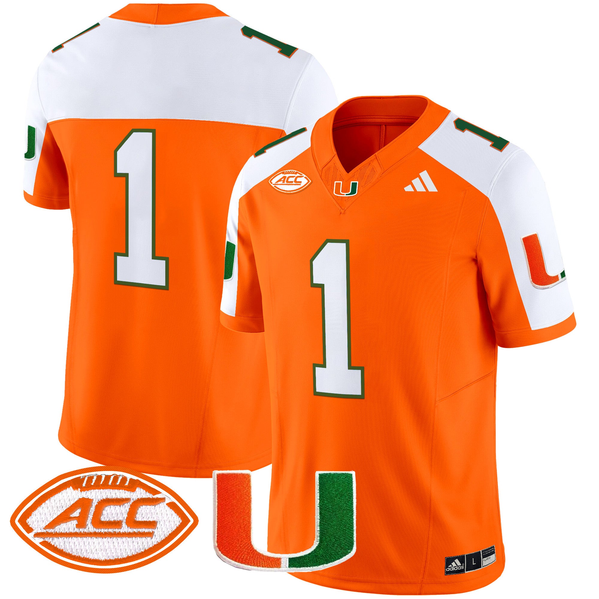 Men's Miami Hurricanes 2024 Vapor Limited Jersey - All Stitched - Orange Alternate, #1 Team