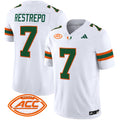 Men's Miami Hurricanes 2024 Vapor Limited Jersey - All Stitched - White, Xavier Restrepo
