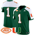 Men's Miami Hurricanes 2024 Vapor Limited Jersey - All Stitched - Green Alternate, #1 Team