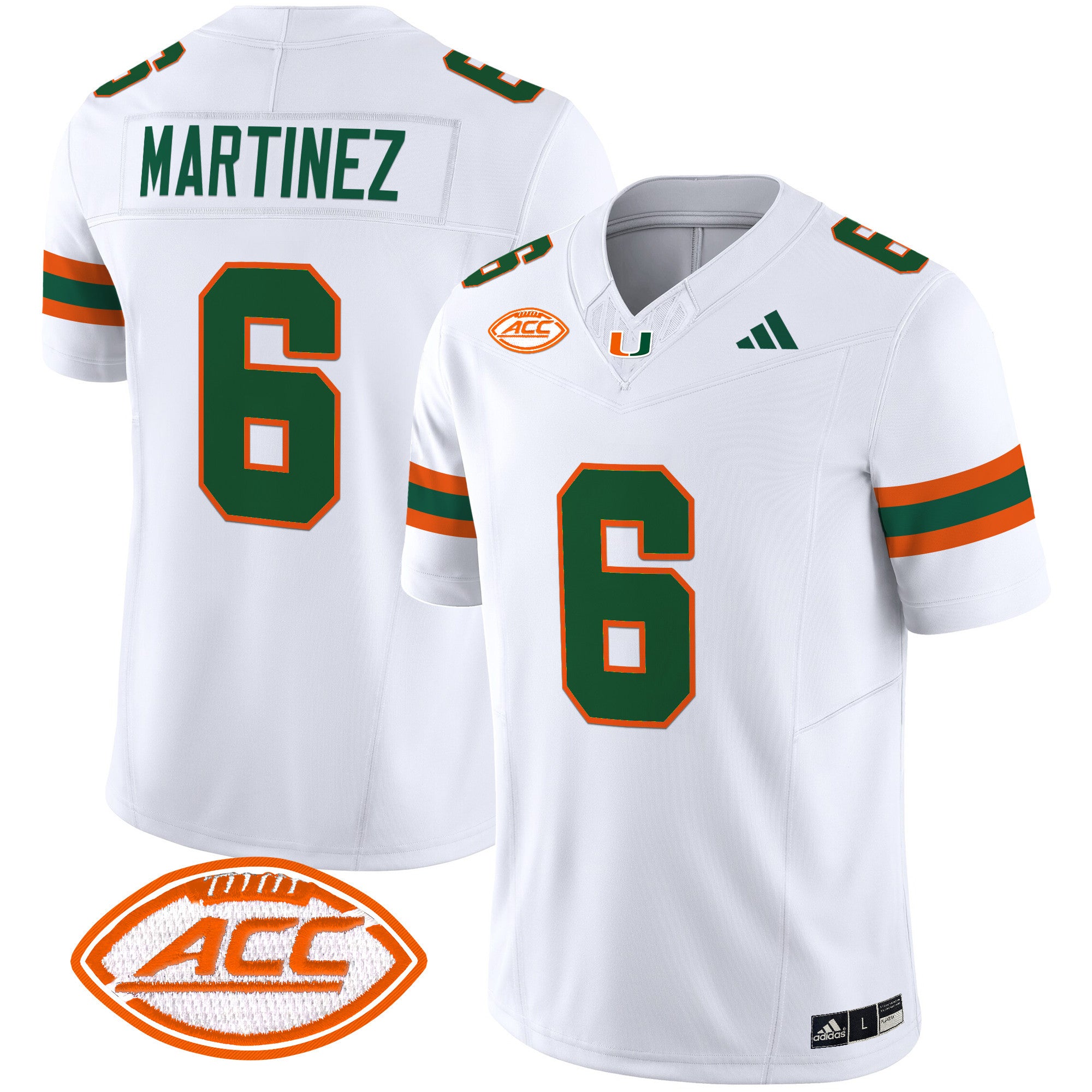 Men's Miami Hurricanes 2024 Vapor Limited Jersey - All Stitched - White, Damien Martinez