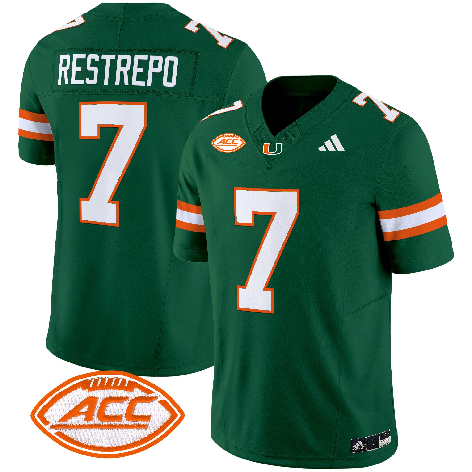 Men's Miami Hurricanes 2024 Vapor Limited Jersey - All Stitched - Green, Xavier Restrepo