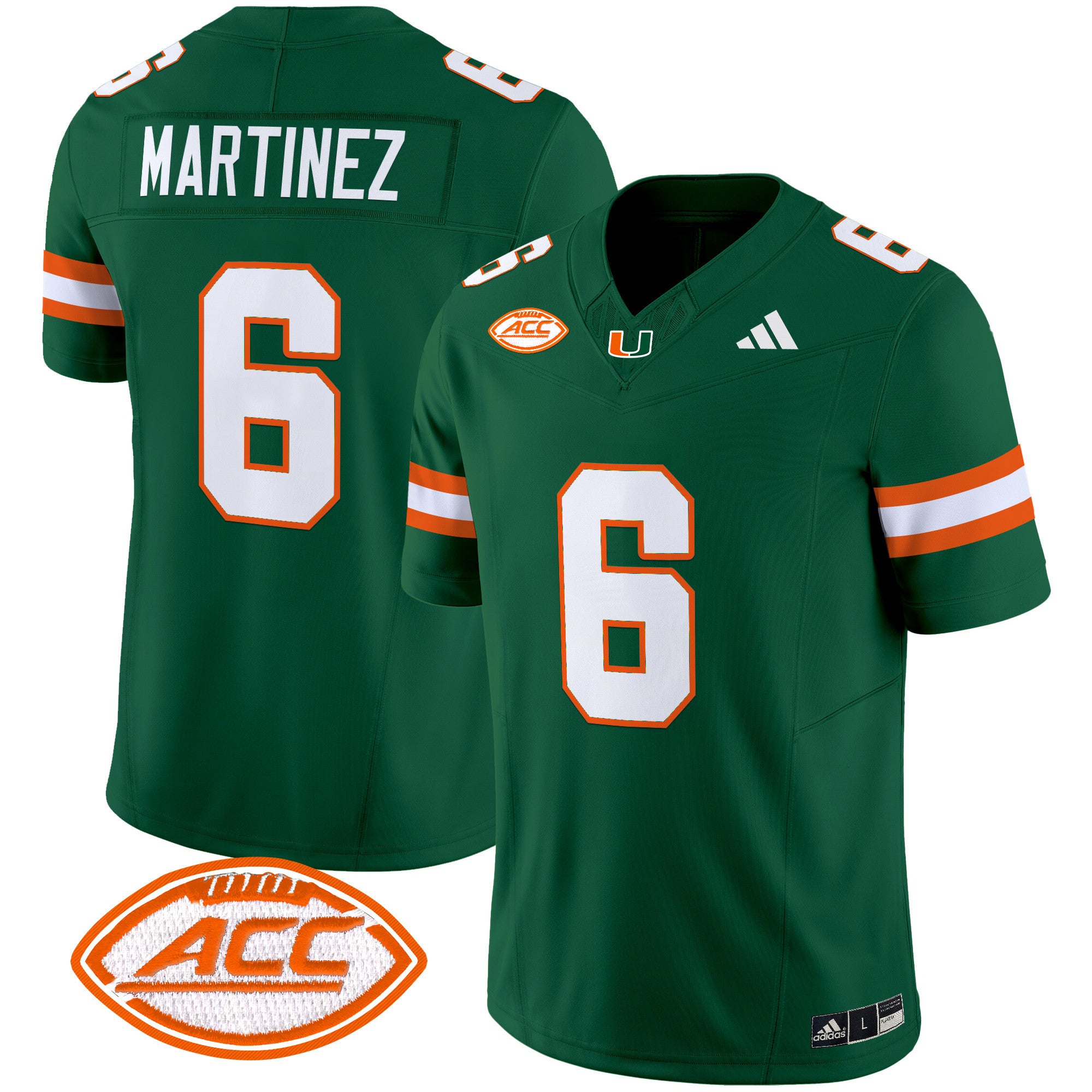 Men's Miami Hurricanes 2024 Vapor Limited Jersey - All Stitched - Green, Damien Martinez